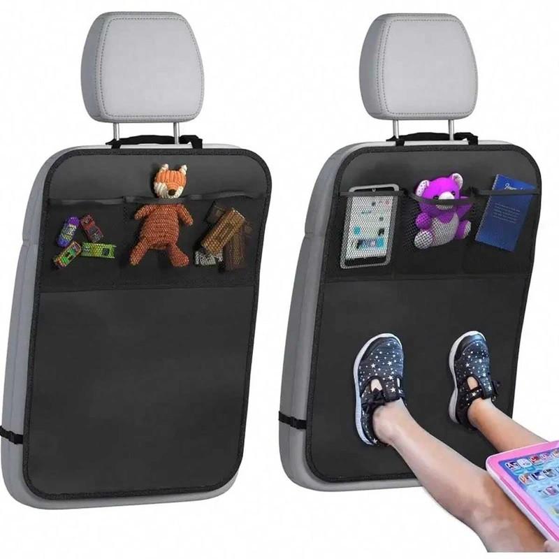 Car rear seat storage case with 3 storage pockets, oversized waterproof rear seat protector, dust, mud and scratch resistant