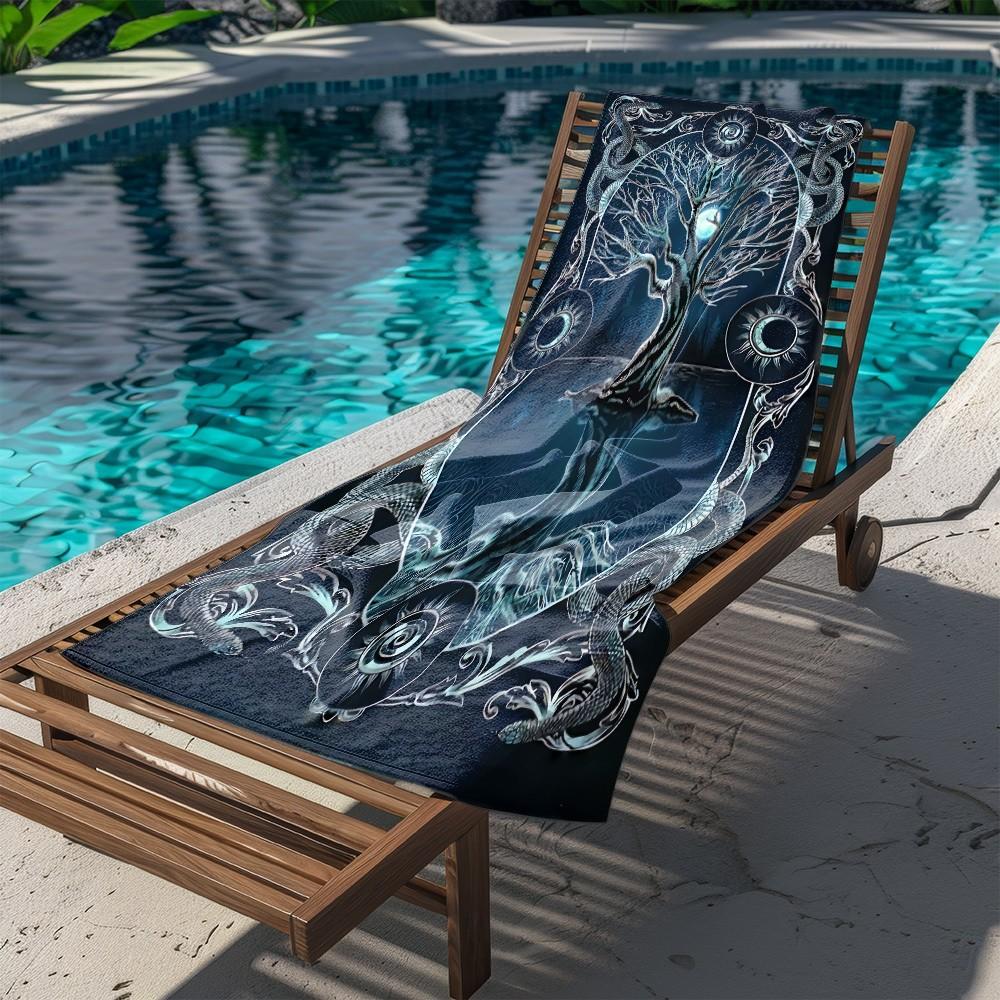 Mystischer Mond Baum Schlange Strandtuch Gemustert Sonnenschutz Und Winddicht Geeignet Für Schwimmbad Camping Reise Decke