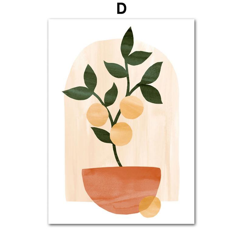 Boho Abstract Sun Vase Leaf Wall Art Canvas Painting Nordic Abstract Posters And Prints Pictures for Living Room Interior Decor