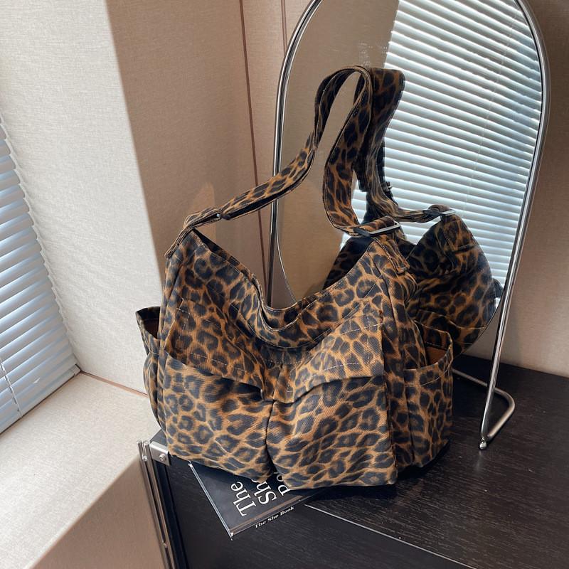 Print Canvas Leopard Handbag Single Shoulder Crossbody Bag Fashion