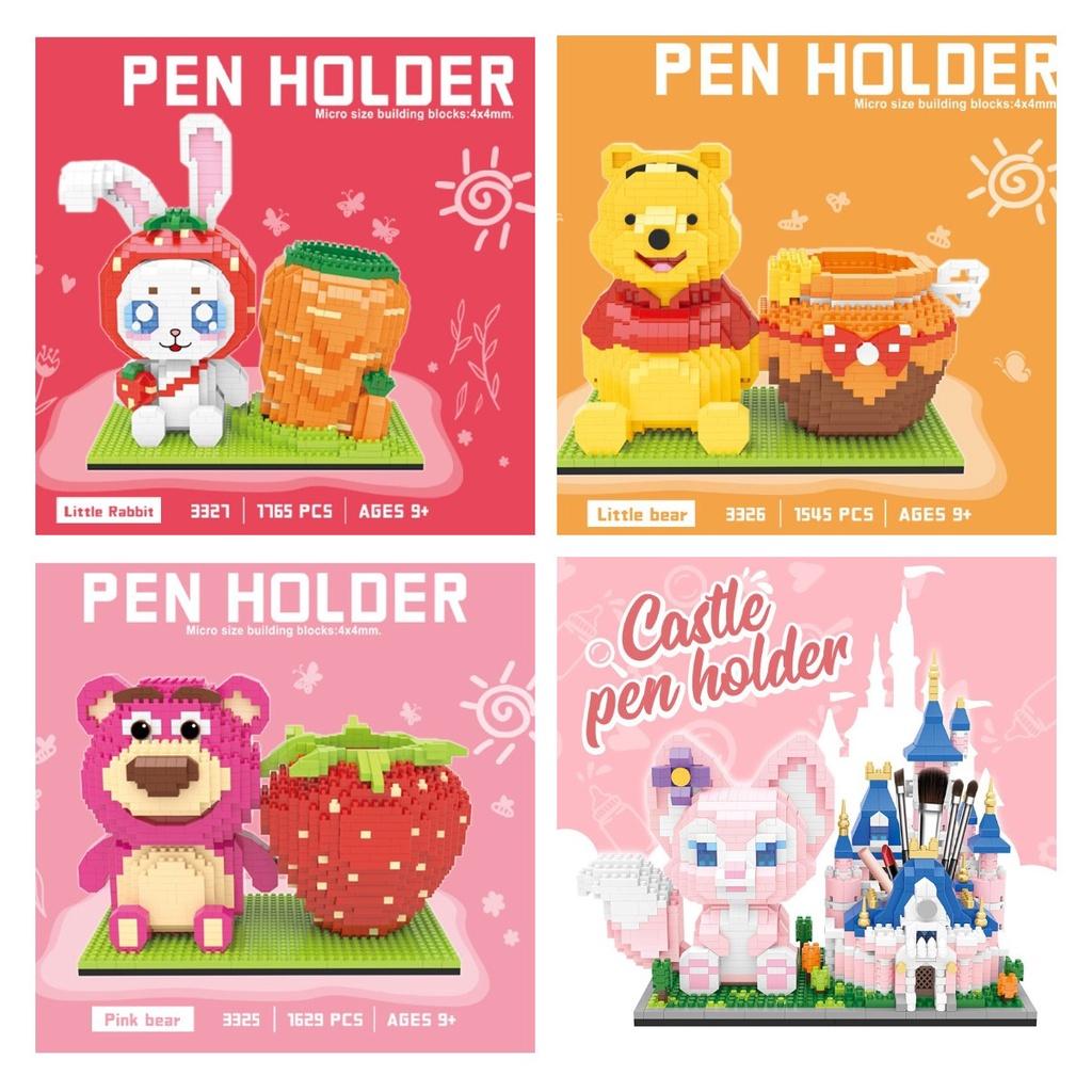 Strawberry Bear Building Block Pen Holder Abs Plastic Toy For 3c Configuration 14+