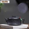 480ml Luxury Yixing Purple Clay Teapots Handmade Myriad Horse Pot Raw Ore Stone Yellow Mud Kettle Chinese Zisha Tea Set Supplies