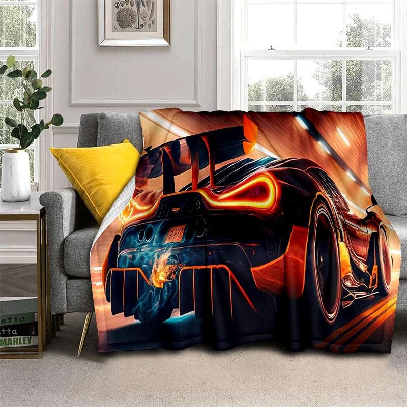 Coperta Cartone Animato Auto Sportiva Futura 3D HD Concept Car, Coperta Morbida da Divano per Casa Camera da Letto Letto Divano Picnic Viaggio Coperta per Bambino