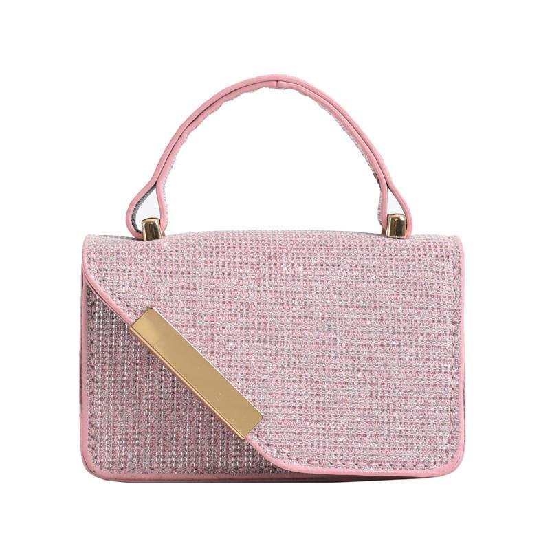 

Special Material Plaid Mini Handbag Women Bags 2024 Street Style Chain Single Shoulder Crossbody Bag рожевий