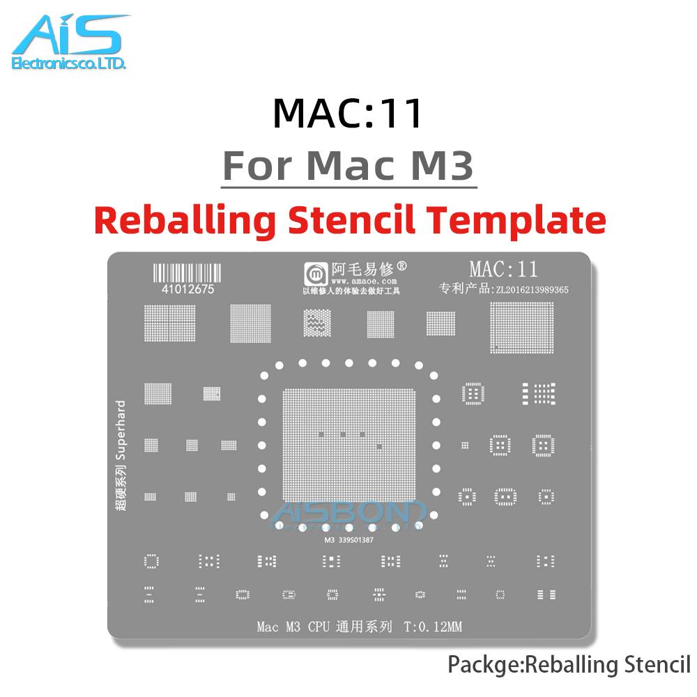 Amaoe BGA Reballing Stencil For Mac Macbook Pro Air M5 M4 M3 339S01387 339S01450 CPU Positioning Plate Tin Plant Net