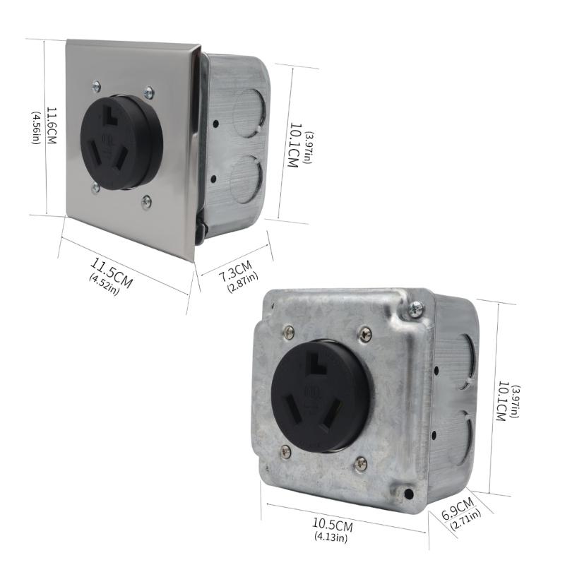 Industrial 30A Electrical Outlet Installation Kit NEMA 10 30R with Junctions Box & Sliding Cover for Wiring Use