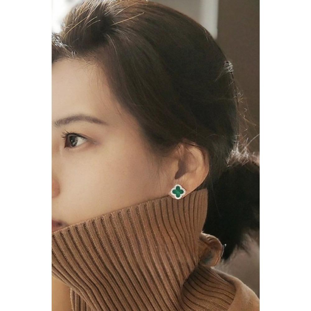 Boucles d'oreilles puces Trèfle à quatre feuilles Classiques - Nouveau Design de Luxe Qualité Supérieure Boucles d'oreilles Trèfle Porte-bonheur Résistant à la décoloration