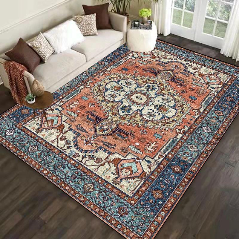 Persian Bedroom Red Carpet American Ethnic Retro Carpets Large Area Living Room Decoration Rugs Cloakroom Lounge Mat Washable