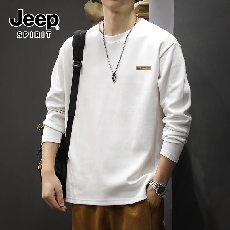 JEEP SPIRIT Men's Heavyweight Long Sleeve Cotton T-shirt