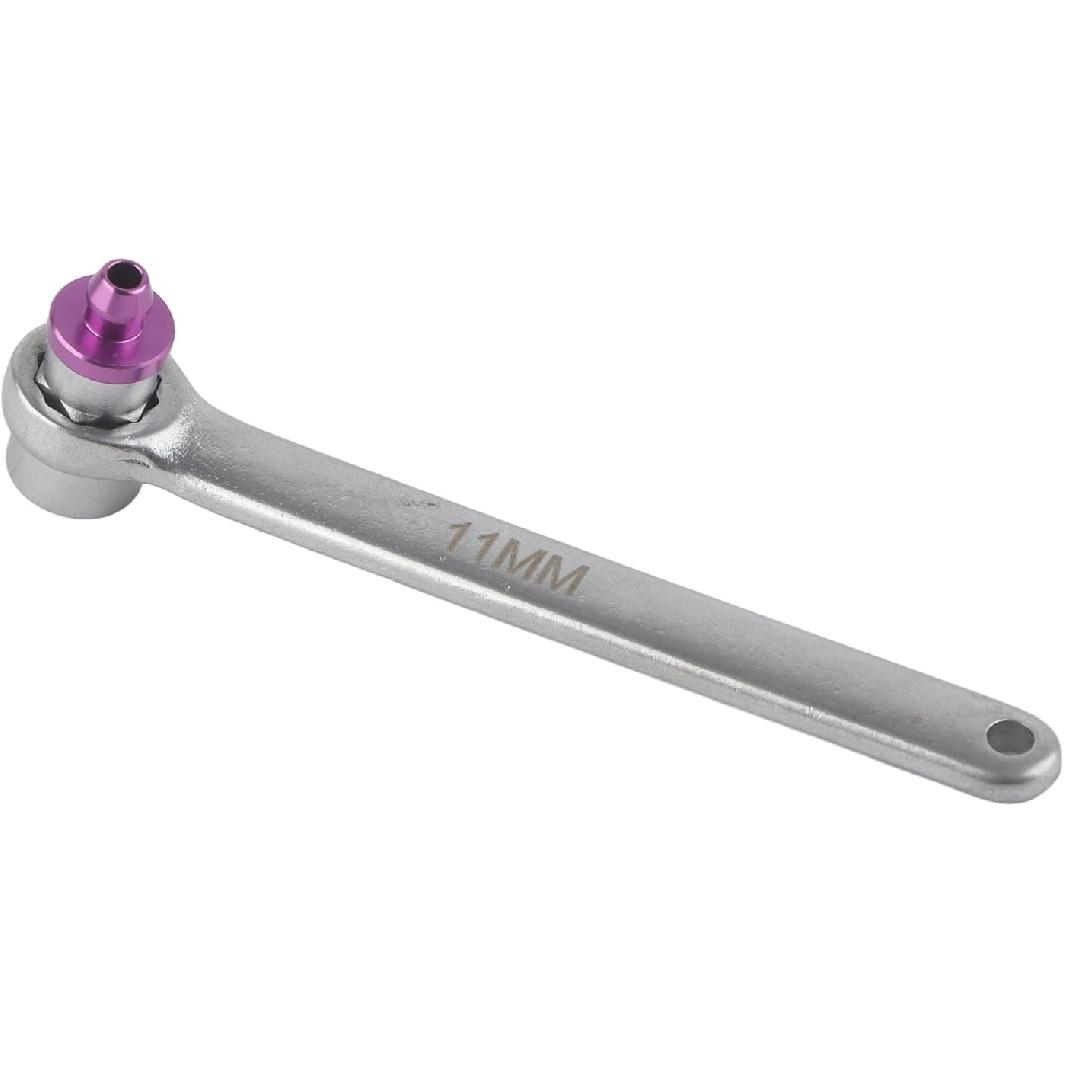 11mm Mini Brake Bleeder Wench with Check Valve and 12 Point Socket, Brake Fluid Clutch Bleeder, Steel Brake Bleeder Wrench for Cars Automotive Trucks
