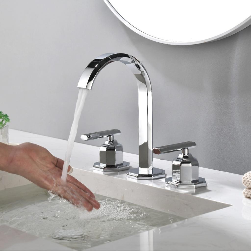 Widespread Basin Faucet Bathroom Chrome Sink Faucet 8 inch Brass Rotation Hot Cold Sink Mixer New Arrival High Quality