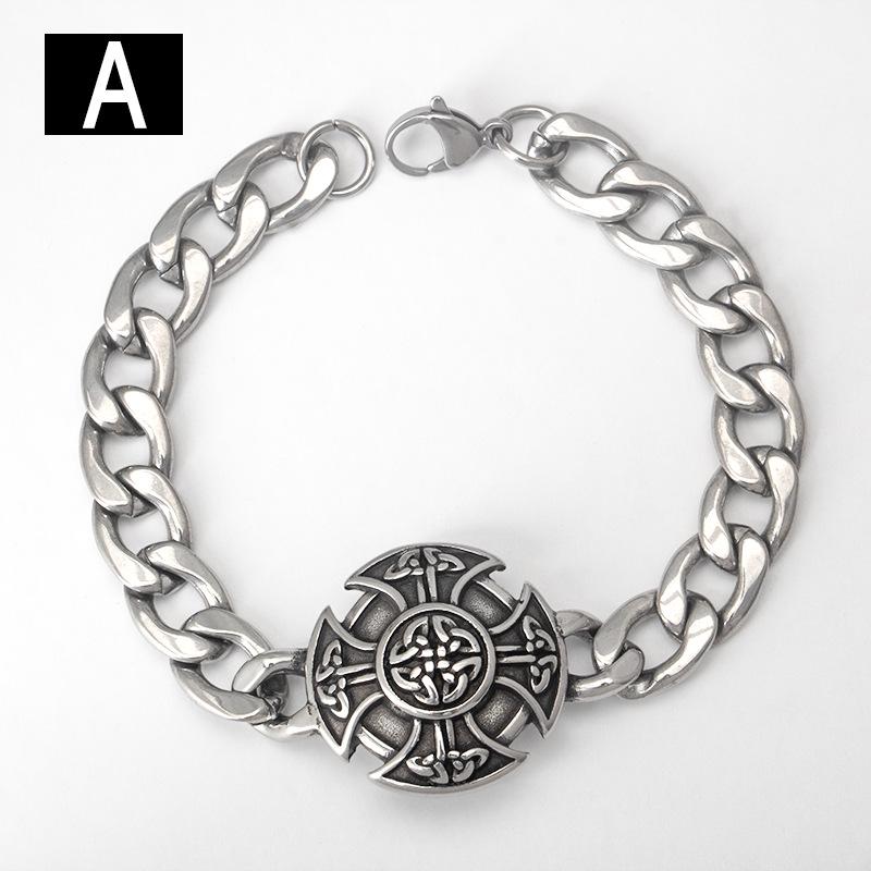 Stainless Steel Viking Infinity Knot Titanium Steel Cuban Hip Hop Bracelet