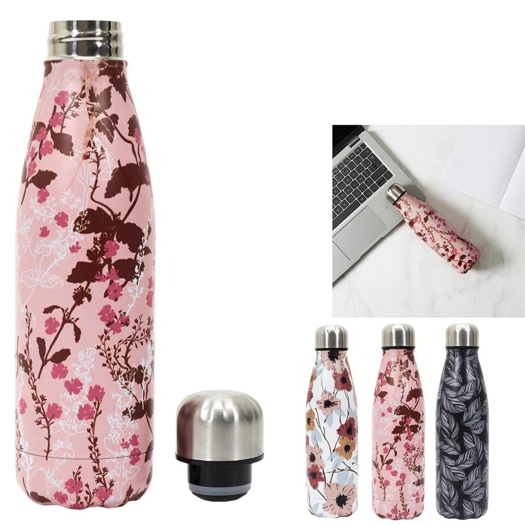 Flower thermal bottle black 500ml