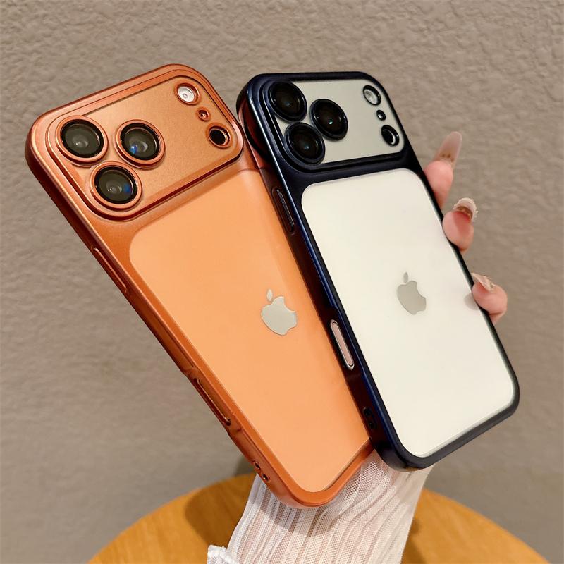 Luxury Translucent TPU Matte Plating Shockproof Soft Case For iPhone 17 Air 16 E 15 14 13 12 11 Pro Max Plus Lens Protect Cover