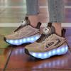 Summer Heely Shoes Girls Mesh Breathable Roller Skates Female Students Four-wheel Rechargeable LED Sports Skates Boys Glowing Sports Shoes