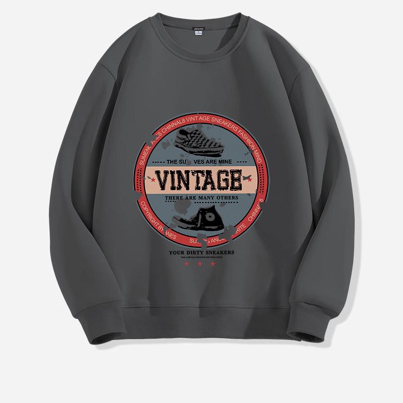 

Мужская модная свободная толстовка осень/зима: Модный однотонный свитер с круглым вырезом и принтом 4XL