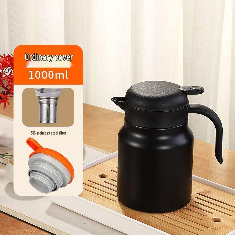 Smart Stainless Steel Thermos Teapot: Large Capacity for Home & Office Tea Brewing 800ml Black