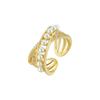 Cross Pearl Hollow Open Ring Fashion Light Luxury Imitation Pearl Micro-inlaid Zircon Ring Adjustable Index Finger Ring