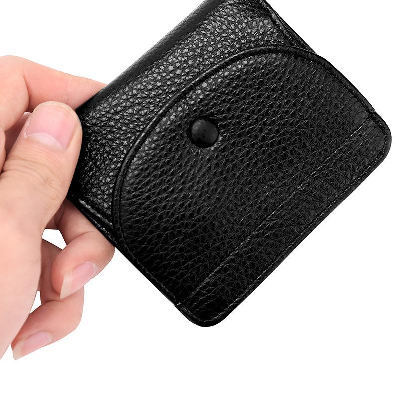Coin Change Bag First Layer Natural Drop Pattern Cowhide Solid Color Buckle Small Wallet Genuine Leather Wallet