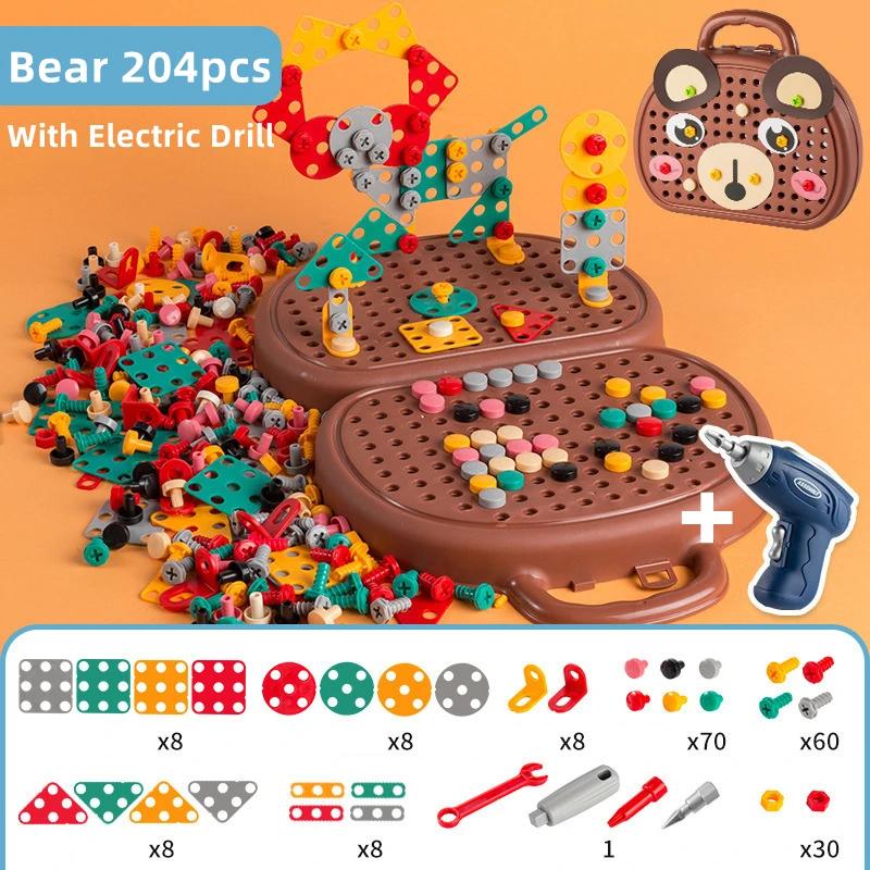 

3 Years Old Montessori Screw Puzzle Kid Pretend Play Playthings Present Children Electric Drill Toolbox Driller Games Tool Toy Ideal for Boys