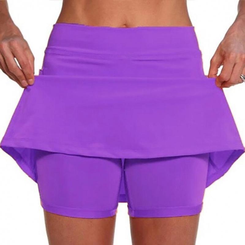 

New Arrival: European & American Fashion Mid-Waist Skort in Solid Color XXL фиолетовый