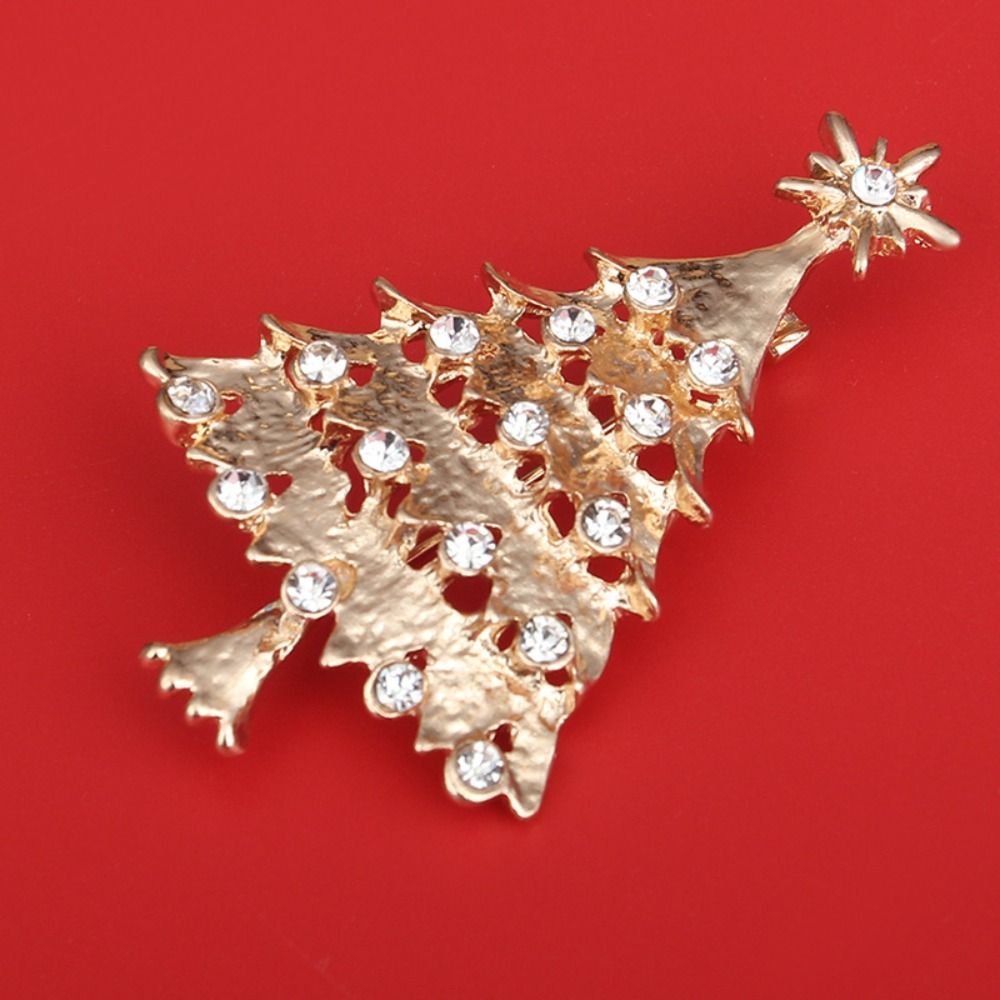 Badge Enamel Rhinestone Brooches Korean Style Christmas Tree Brooch Mini Christmas Brooch  Daily
