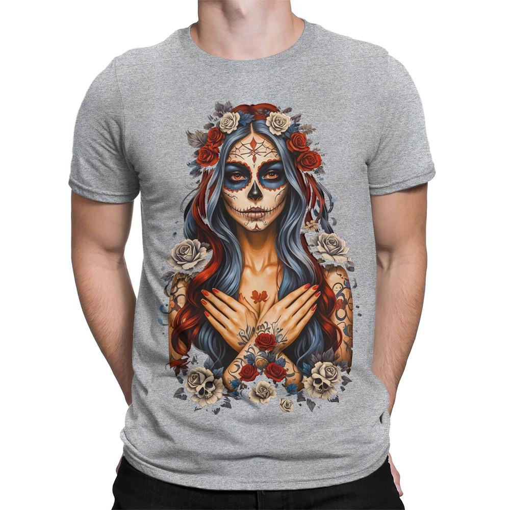 Gothic Sugar Skull Woman Portrait TShirt Dark Ornate Day of the Dead DT2382