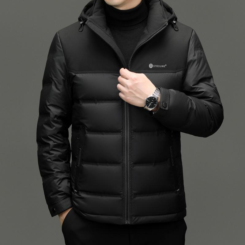 Winter Duck Down Hooded Down Jacket Men'S Fashion Business Casual Warm Down Jacket Jacket