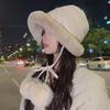 Women's Suede Mongolian Hat with Fur Ball Earmuffs - Versatile, Cute, and Warm for Autumn and Winter