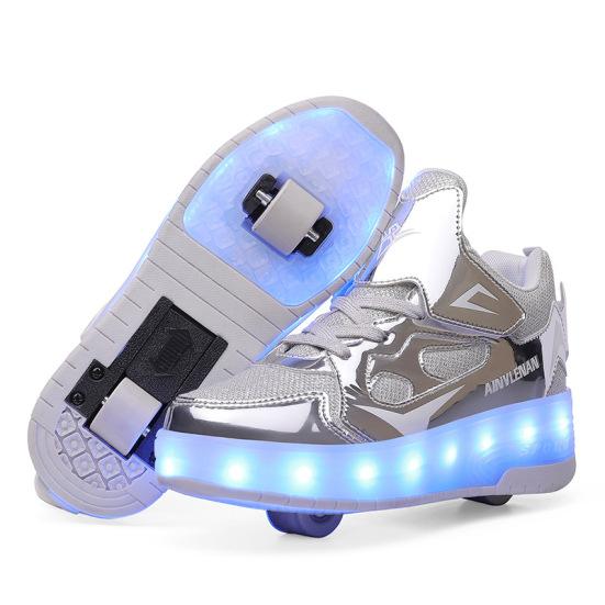 Kids Wheels Shoes with Lights Rechargeable Roller Skates Shoes Retractable Wheels Shoe LED Flashing Sneakers for Girls Boys Gift