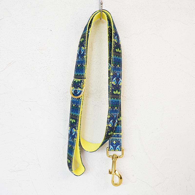 Golden Water Grass Dog Collar & Leash Set with Golden Buckle - MUTTCO UDC-198B Medium