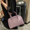 Genuine Leather Boston Bag Women Top Grain Cowhide Minimalist Casual Work Tote Shoulder