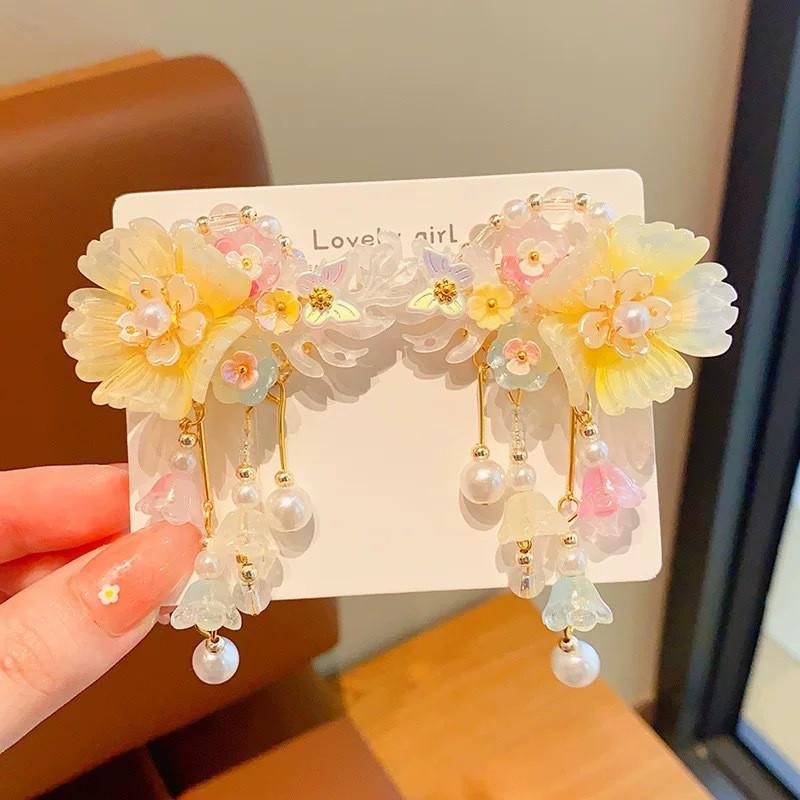 Chinese Style Hanfu Hairpin Set for Girls - Includes Hair Clips, Swaying Tassels, and Butterfly Accessories