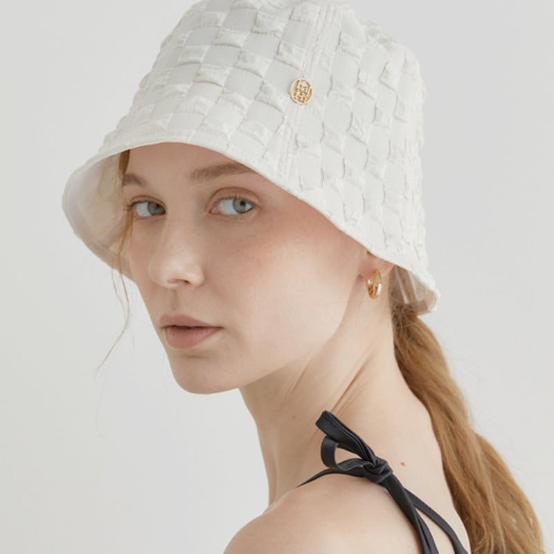 Halden Square Embo Bucket Hat (C019_ivory)