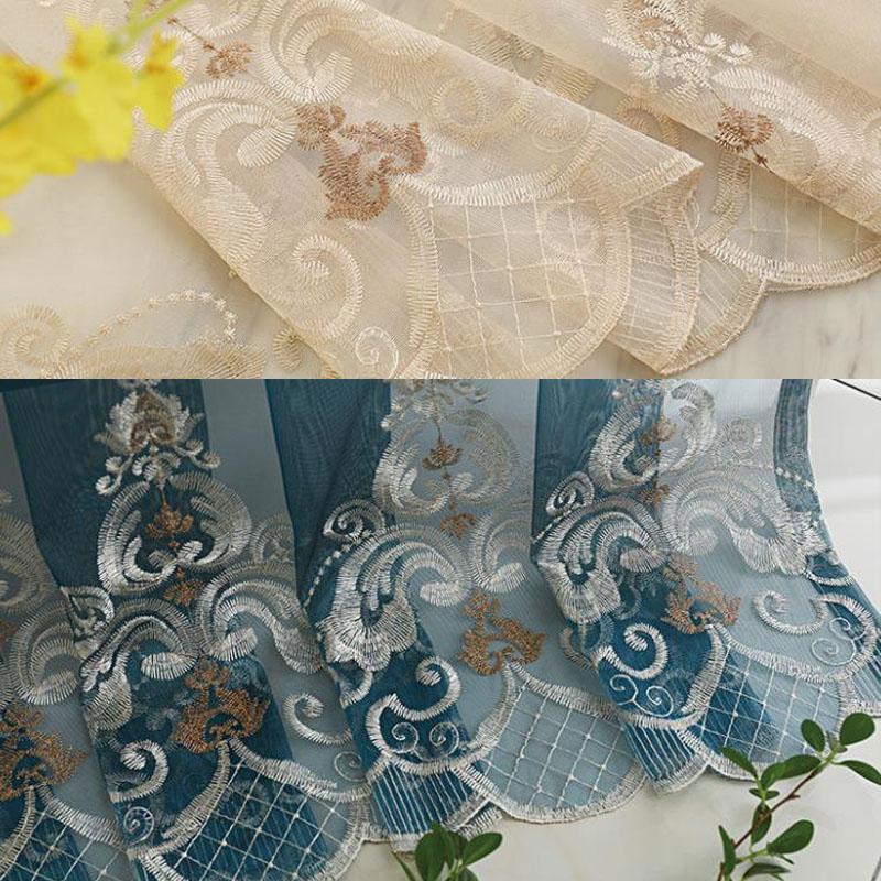 Záclonový závěs v evropském stylu Obývací pokoj Vyšívaná přepážka Závěs Ložnice Zástěna arkýřová tyč na závěs