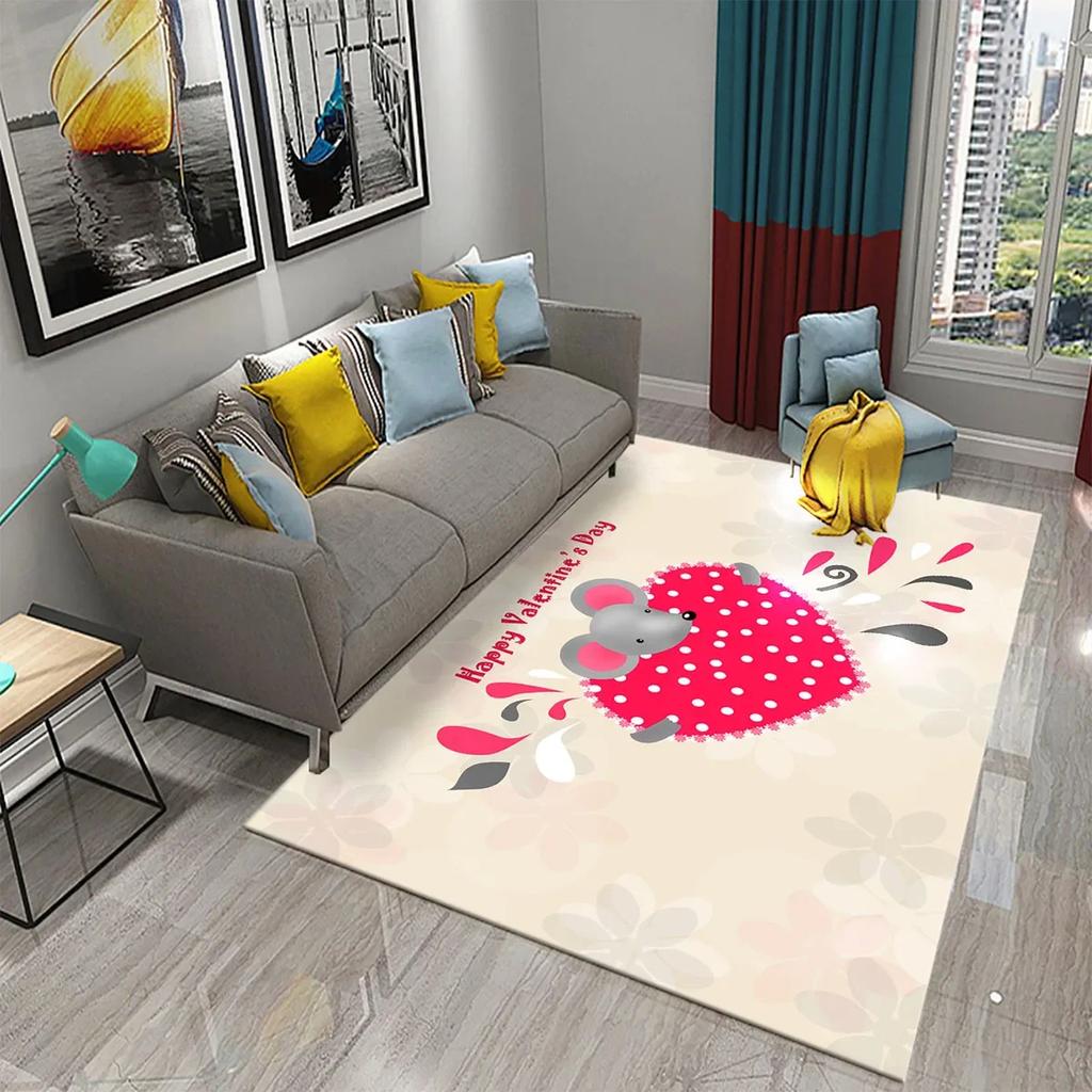 Mother's Day Happy Carpet Romantic Warm Rugs Living Room Bedroom Rug Heart Carpet Baby Girl Soft Play Floor Mat Kitchen Parlor