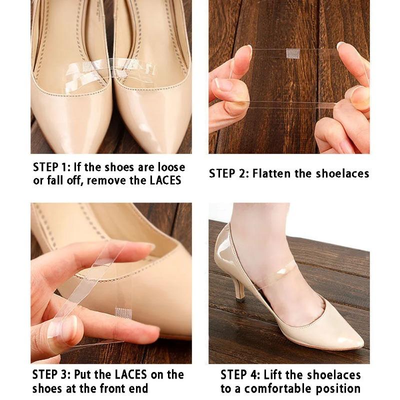 6pairs Lazy Adjustable Shoelaces Transparent Invisible Lace Silicone Non-heel Wear-resistant High-heeled Shoes Strap.