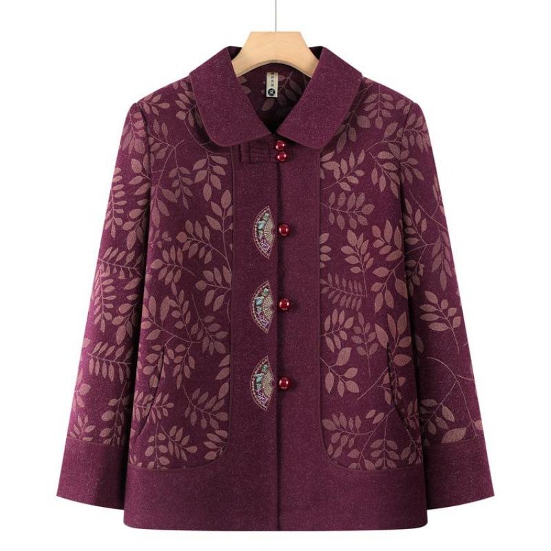 Autumn and Winter Coat Women's Retro Top Fleece Thickened Lapel Top Old