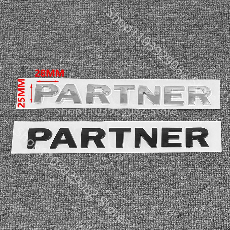 AAZS1 1pcs 3D PARTNER ABS Car Rear Letter logo sticker Rear Bumper tail door trunk car rear Emblem styling Accessories For Peugeot