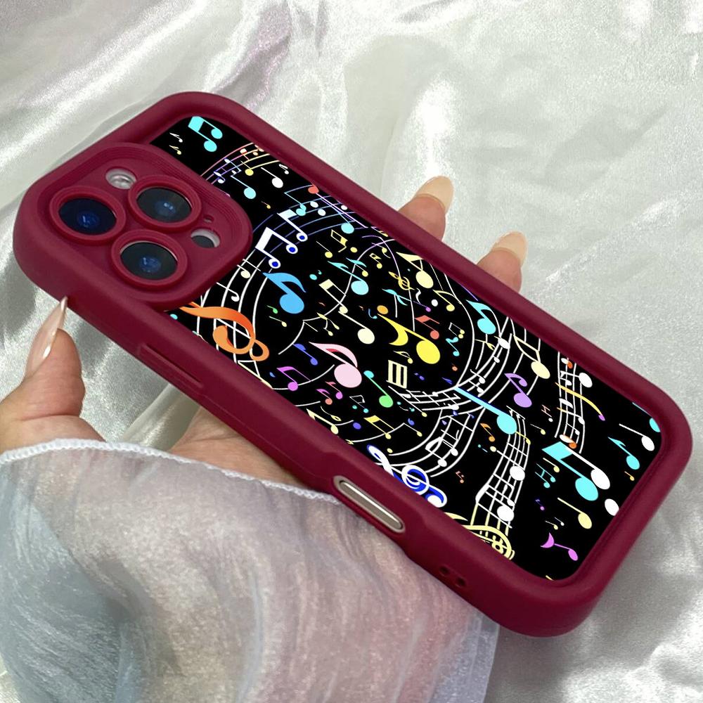 JT184 Colorful musical notes Art for iPhone 17 16 15 14 Pro Max Samsung S26 S25 Ultra A17 A16 A07 A56 A25Xiaomi 15T Redmi 15c 14C Soft TPU Case