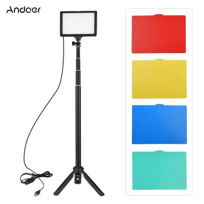 Andoer USB-LED-Videolicht-Set, Fotografie-Beleuchtung, 3200–5600 K, 120 Stück Perlen, 14-stufig dimmbar mit