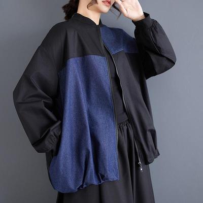 Long Sleeve Plus Size Vintage Patchwork Casual Loose Autumn Spring Jacket Coat for Women Outerwear