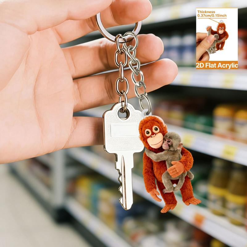 Cute Punch Monkey Acrylic Keychain Cute Animal Lover Key Ring Backpack Pendant Decoration Jewelry Fans Friends Gifts