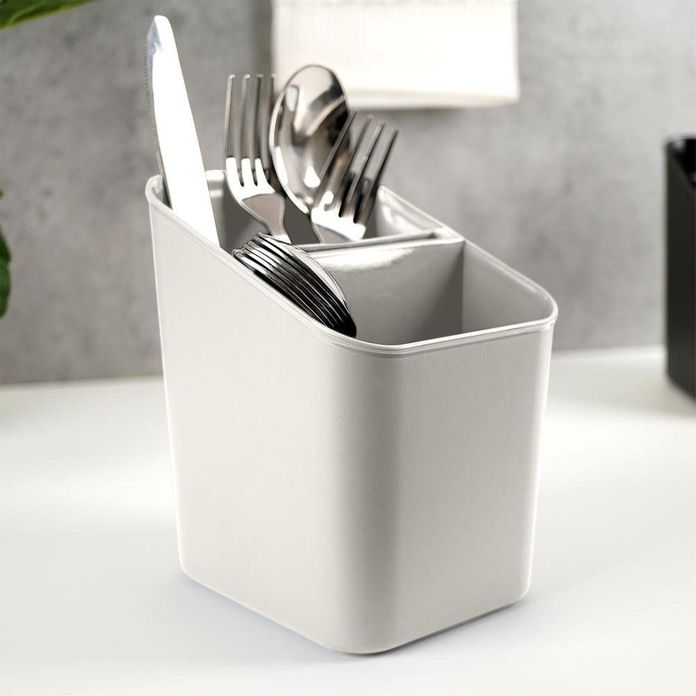 Container Drainer for Cutlery Knives Kitchen Utensils Basket Stand Gray