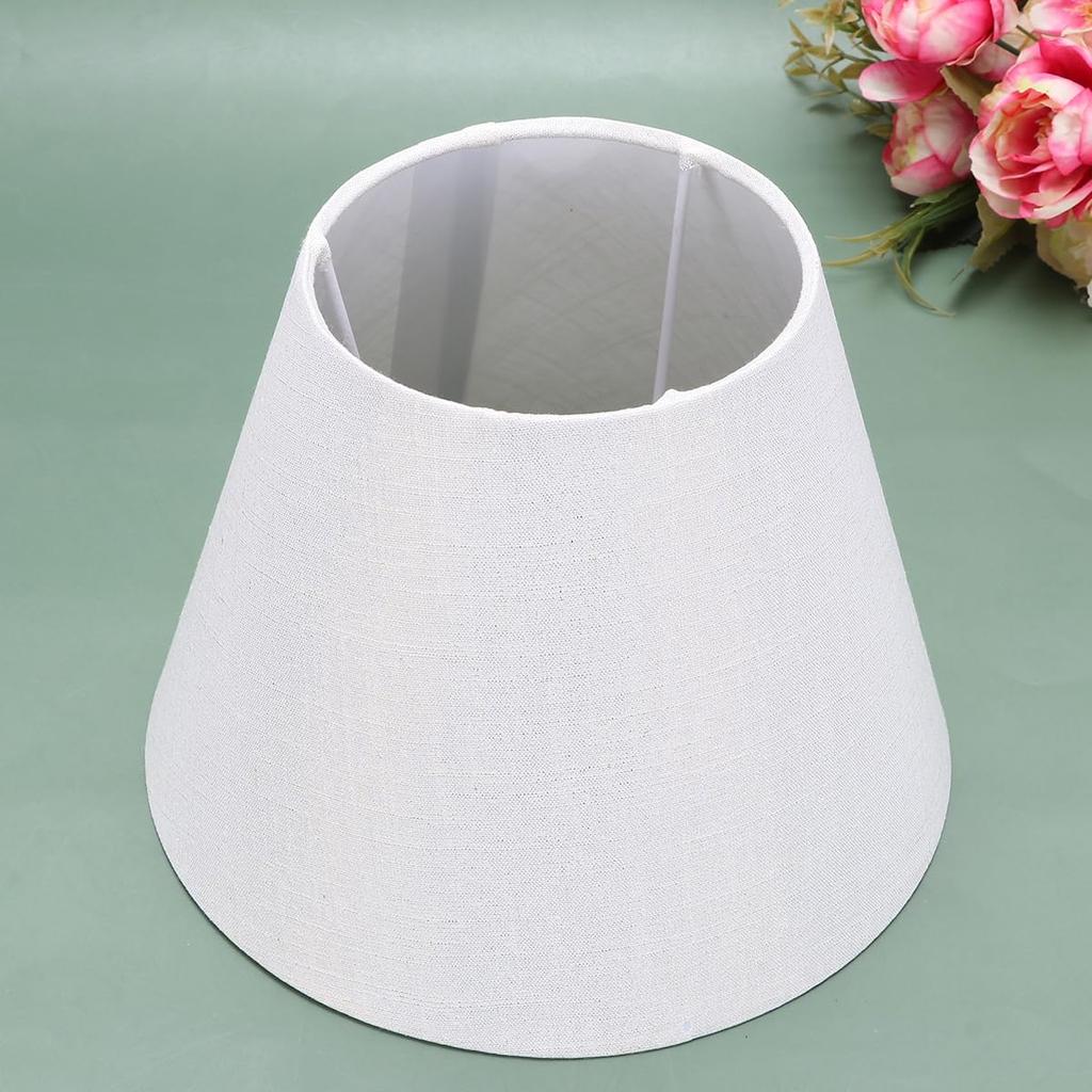NUOLUX E27 Burlap Lampshade, 9.1" X 9.1" X 7.1", Barrel-Shaped Fabric Table Light Cover for Living Room and Bedroom