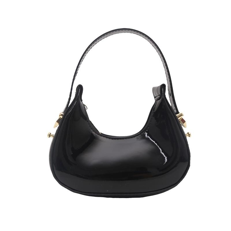 

Осенняя нишевая однотонная портативная сумка-полумесяц, новая модная повседневная текстурная модная сумка через плечо под мышку чёрный