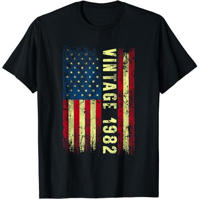 Vintage 1982 Summer Fashion Men's T-Shirt 3D Printed Short Sleeve Tops Unisex Casual Loose Oversize Outdoor Clothing