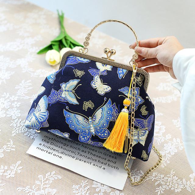Chinesischer Stil Muschel Taschen Kette Damen Schulter Crossbody Handtaschen Vintage Ein Schulter Antiker Stil Mit Cheongsam Tasche