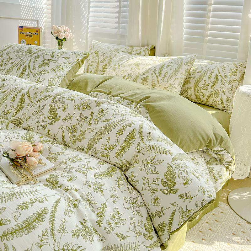 

Washed Cotton Bedding Collection featuring Pillowcase bed sheet Single Full Size Bed Linen Duvet Cover Collection Queen/King Double Size 3pcs 0.9m bed&set