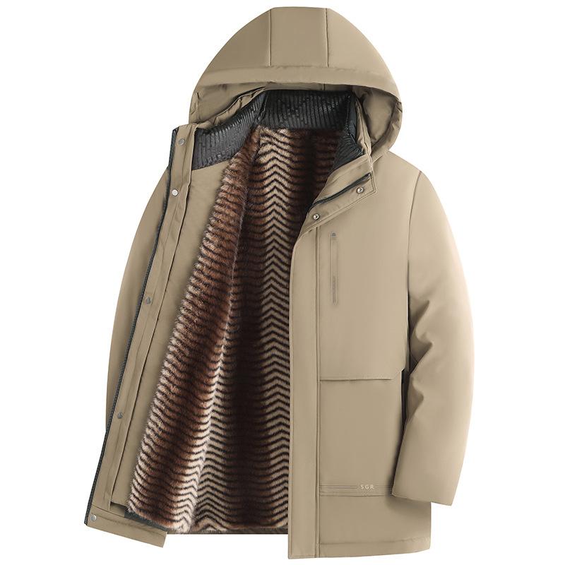 

Мужская одежда с хлопковой подкладкой может быть удалена из норковой бархатной подкладки. Хлопковая одежда из зимнего бархата, которая позволяет носить одно платье и две одежды. 5XL хаки